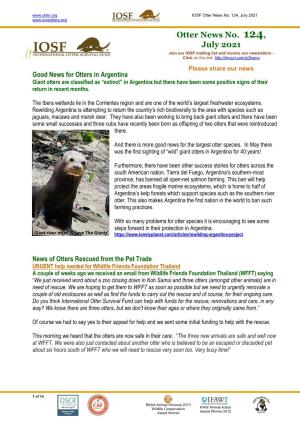 Otter News No. 124, July 2021