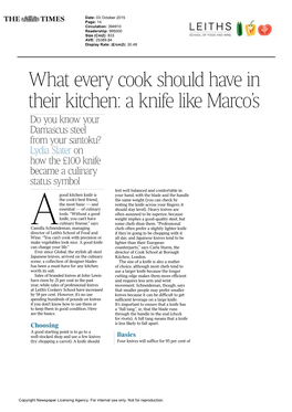 What Every Cook Should Have in Their Kitchen: a Knife Like Marco's