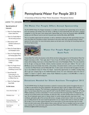 Pennsylvania Water for People 2013