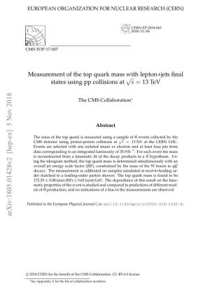 Measurement of the Top Quark Mass with Lepton+Jets Final States Using Pp Collisions at Sqrt(S)