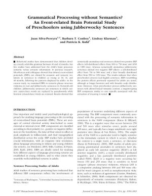 Grammatical Processing Without Semantics? an Event-Related Brain Potential Study of Preschoolers Using Jabberwocky Sentences