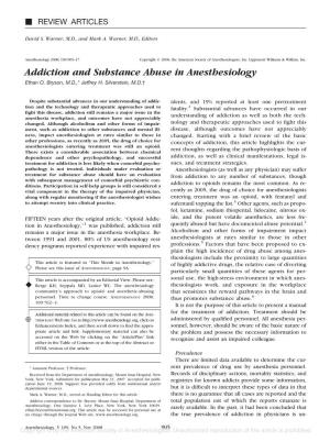 Addiction and Substance Abuse in Anesthesiology Ethan O