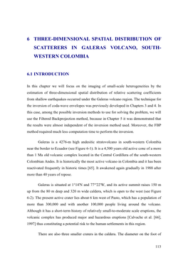 6 Three-Dimensional Spatial Distribution of Scatterers in Galeras Volcano, South- Western Colombia