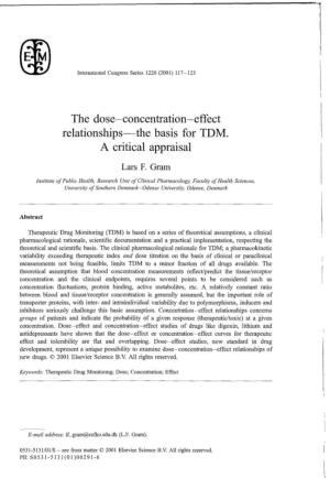 The Dose-Concentration-Effect Relationships—The Basis for TDM. a Critical Appraisal Lars F