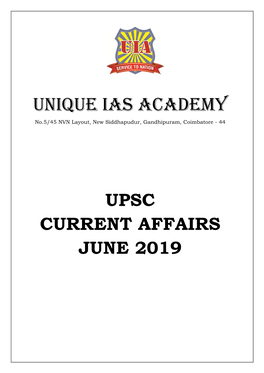 Upsc Current Affairs June 2019
