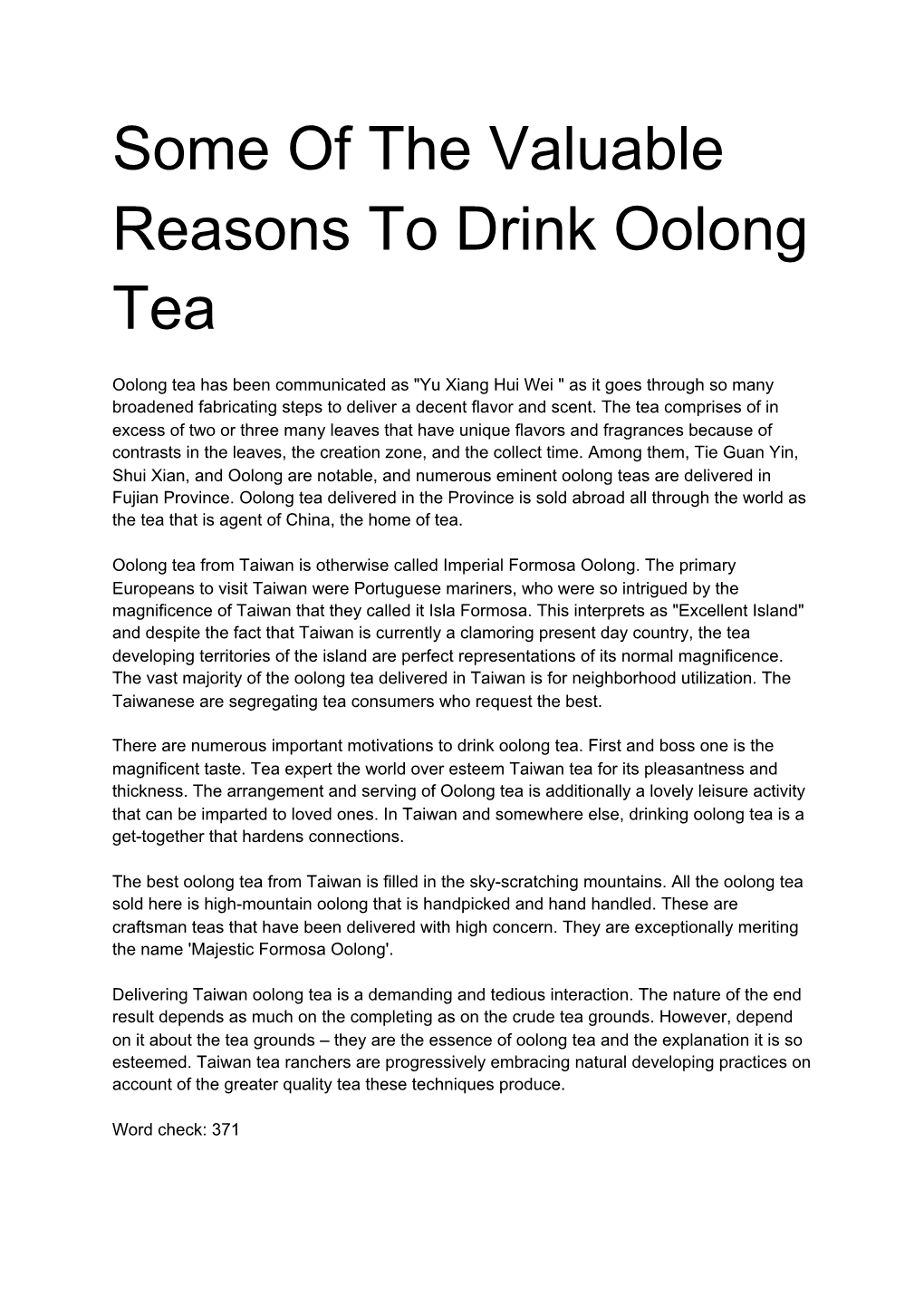 Some of the Valuable Reasons to Drink Oolong Tea