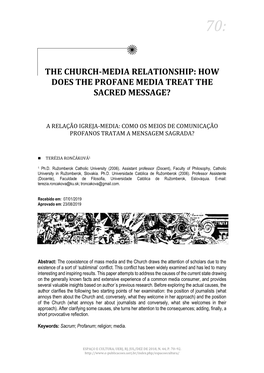 The Church-Media Relationship: How Does the Profane Media Treat the Sacred Message?