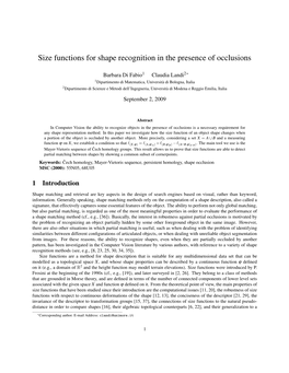 Size Functions for Shape Recognition in the Presence of Occlusions