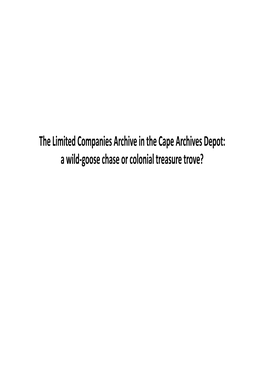 Origin of the Limited Companies Archive: Regulatory Framework