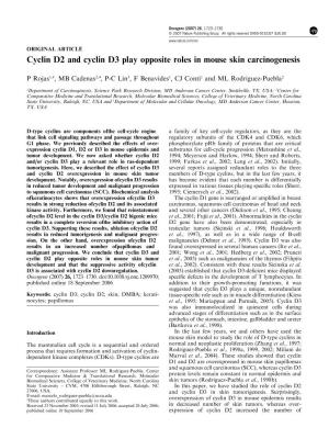 Cyclin D2 and Cyclin D3 Play Opposite Roles in Mouse Skin Carcinogenesis