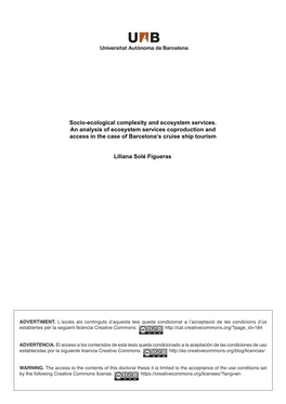 Socio-Ecological Complexity and Ecosystem Services. an Analysis Of