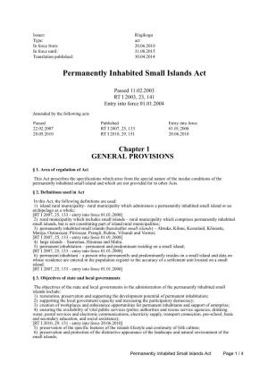 Permanently Inhabited Small Islands Act