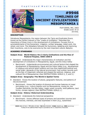 Timelines of Ancient Civilizations: Mesopotamia 1