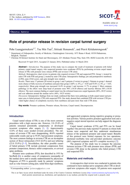 Role of Pronator Release in Revision Carpal Tunnel Surgery