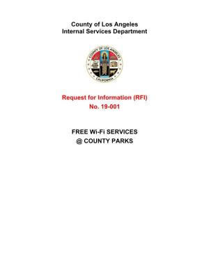 No. 19-001 FREE Wi-Fi SERVICES @ COUNTY PARKS