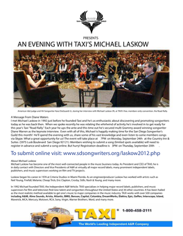 An Evening with Taxi's Michael Laskow