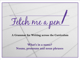A Grammar for Writing Across the Curriculum