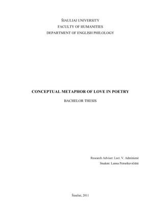 Conceptual Metaphor of Love in Poetry