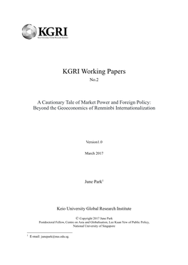 KGRI Working Papers No.2