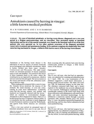 Anisakiasis Caused by Herring in Vinegar: a Little Known Medical Problem