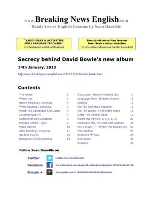 Secrecy Behind David Bowie's New Album