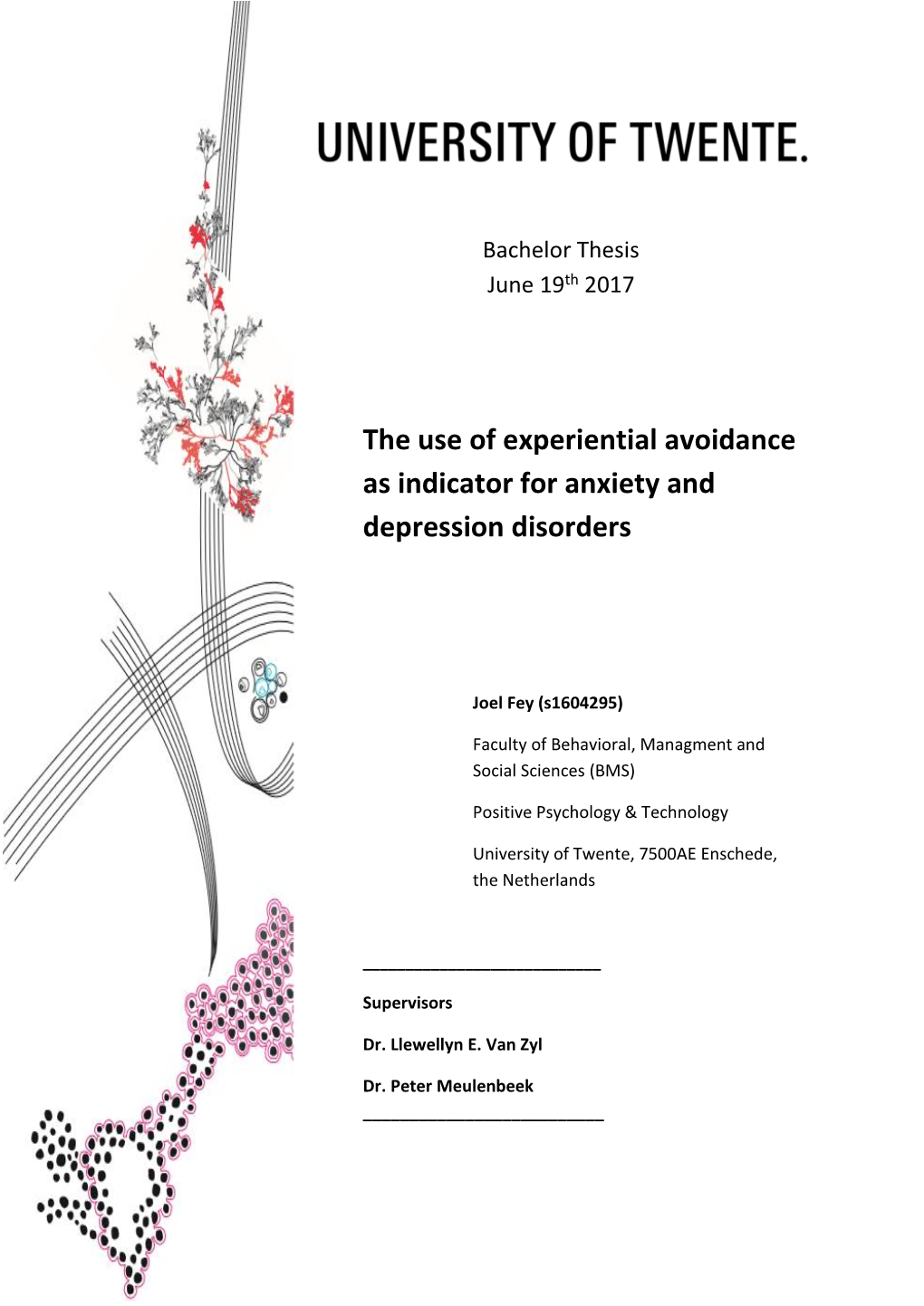 The Use of Experiential Avoidance As Indicator for Anxiety and Depression Disorders