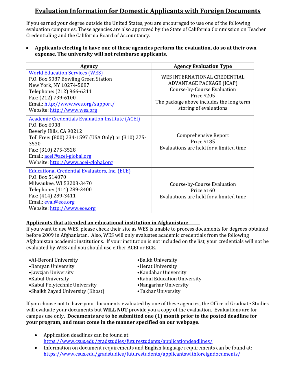 Evaluation Information for Domestic Applicants with Foreign Documents