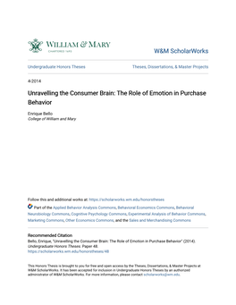 The Role of Emotion in Purchase Behavior