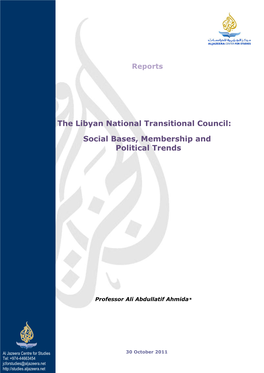 The Libyan National Transitional Council: Social Bases, Membership and Political Trends