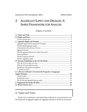 Aggregate Supply and Demand: a Simple Framework for Analysis