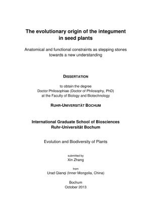 The Evolutionary Origin of the Integument in Seed Plants