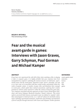Interviews with Jason Graves, Garry Schyman, Paul Gorman and Michael Kamper