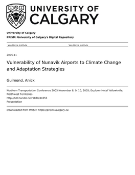 Vulnerability of Nunavik Airports to Climate Change and Adaptation Strategies