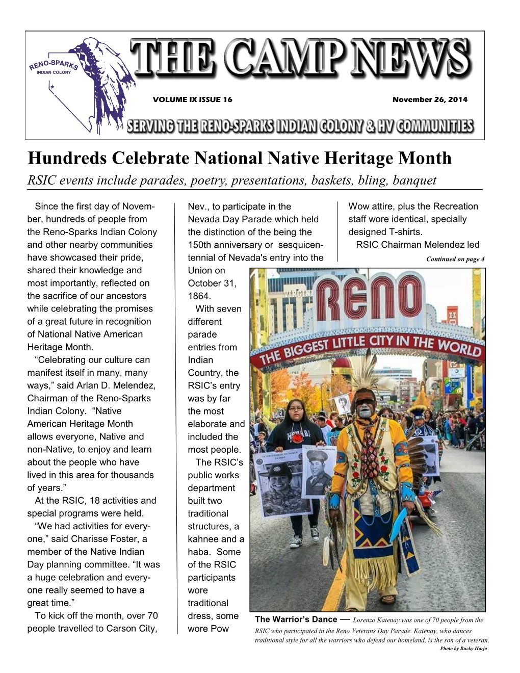 Hundreds Celebrate National Native Heritage Month RSIC Events Include Parades, Poetry, Presentations, Baskets, Bling, Banquet