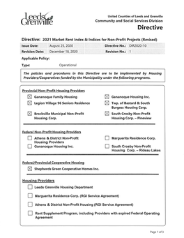 2021 Market Rent Index and Indices for Non-Profit Projects (Revised)