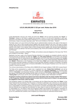 EMIRATES (Incorporated with Limited Liability Under the Laws of Dubai)