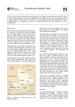 Groundwater Quality Information Mali