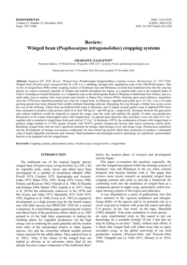 Review: Winged Bean (Psophocarpus Tetragonolobus) Cropping Systems