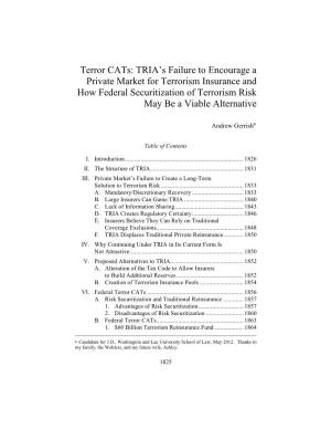 TRIA's Failure to Encourage a Private Market for Terrorism Insurance And