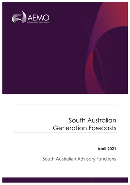 South Australian Generation Forecasts