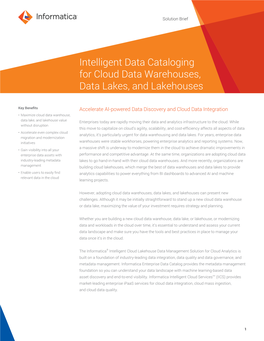 Solution Brief Intelligent Data Cataloging for Cloud Data