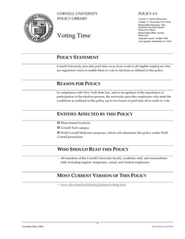University Policy 6.9, Voting Time