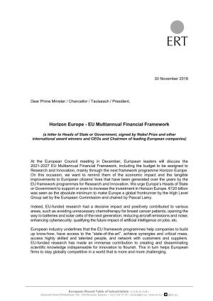 Horizon Europe - EU Multiannual Financial Framework