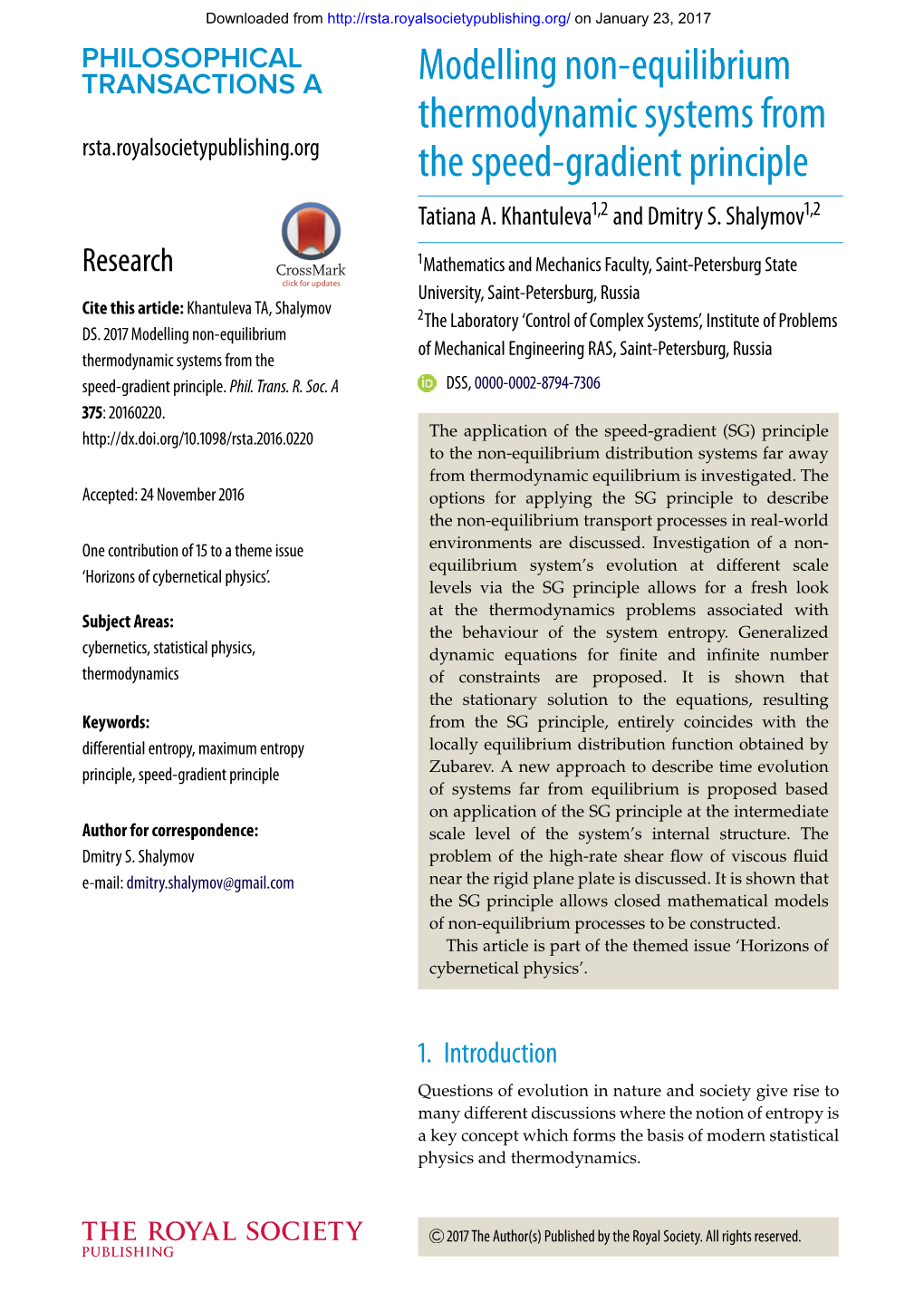 Modelling Non-Equilibrium Thermodynamic Systems from The