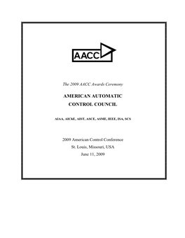 The ACC 2009 Awards Ceremony Program, Including Lists of Past