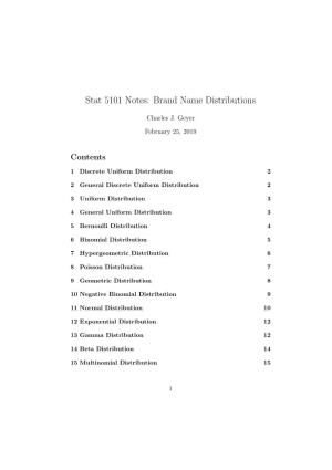 Stat 5101 Notes: Brand Name Distributions