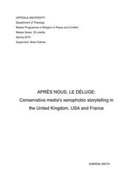 APRÈS NOUS, LE DÉLUGE: Conservative Media's Xenophobic Storytelling in the United Kingdom, USA and France