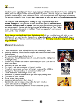 You're a Young Player with Basketball Dreams? If You're Reading This Article, Chances Are You Want to Become a Great Ball Player