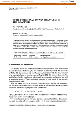 Finite Dimensional Convex Structures Ii: the Invariants