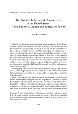 The Political Influence of Homosexuals in the United States